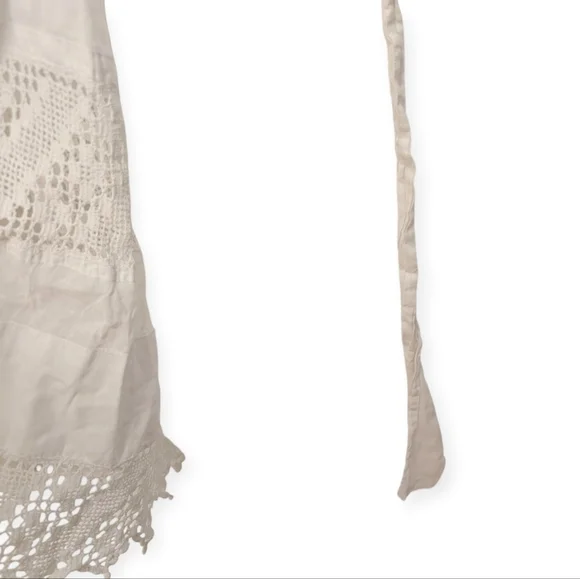 LACE APRON Long Cotton Vintage 1940 Domestic Homemaker Tie Waist Maxi - Picture 5 of 8